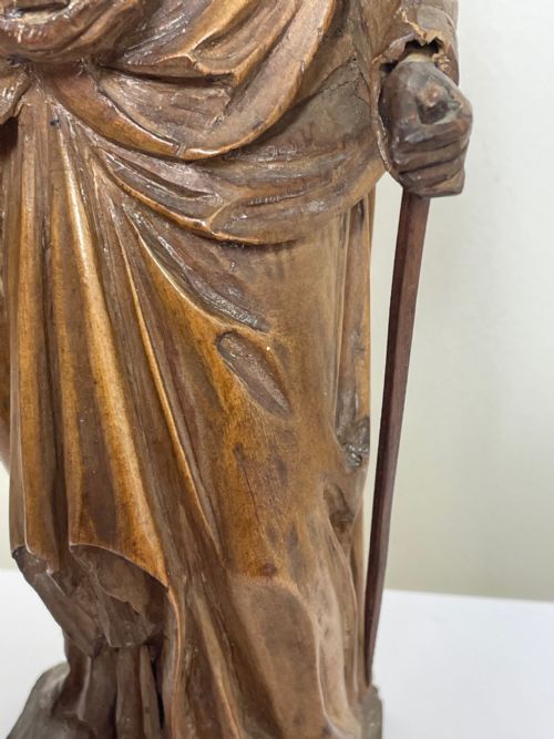 SMALL RELIGIOUS 19TH CENTURY CARVED FRUITWOOD ST PAUL SCULPTURE - ADDITIONAL PHOTO 7