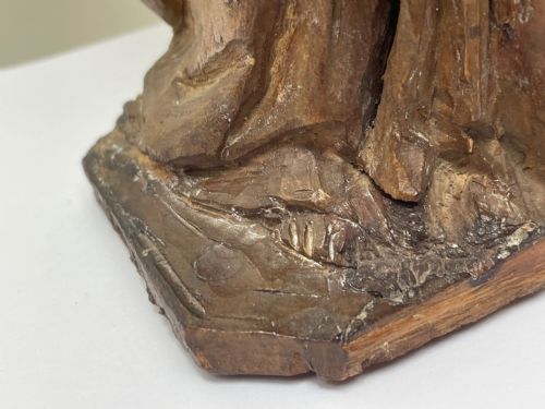 SMALL RELIGIOUS 19TH CENTURY CARVED FRUITWOOD ST PAUL SCULPTURE - ADDITIONAL PHOTO 16