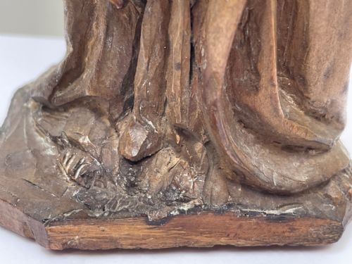 SMALL RELIGIOUS 19TH CENTURY CARVED FRUITWOOD ST PAUL SCULPTURE - ADDITIONAL PHOTO 17