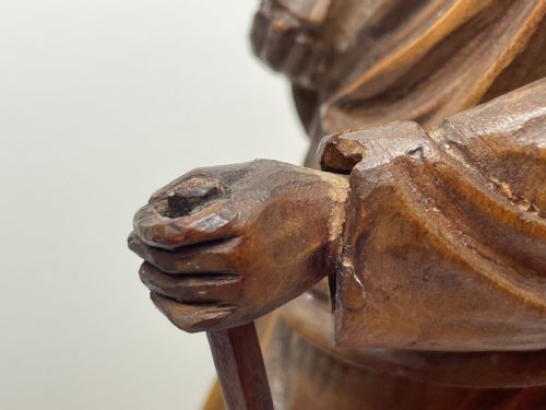 SMALL RELIGIOUS 19TH CENTURY CARVED FRUITWOOD ST PAUL SCULPTURE - ADDITIONAL PHOTO 21