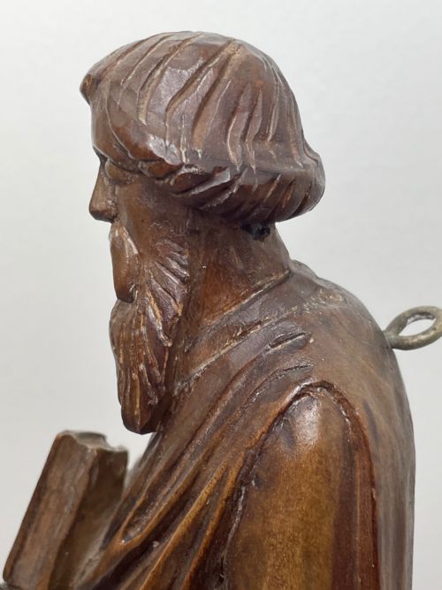 SMALL RELIGIOUS 19TH CENTURY CARVED FRUITWOOD ST PAUL SCULPTURE - ADDITIONAL PHOTO 22