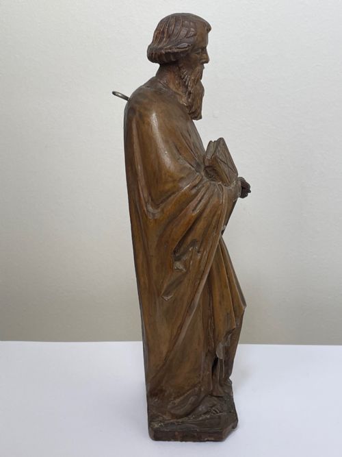 SMALL RELIGIOUS 19TH CENTURY CARVED FRUITWOOD ST PAUL SCULPTURE - ADDITIONAL PHOTO 29