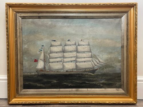 LARGE BRITISH 19TH CENTURY OIL PAINTING BARQUE SAILING SHIP JORDANHILL - ADDITIONAL PHOTO 1