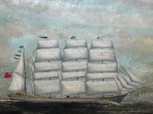 LARGE BRITISH 19TH CENTURY OIL PAINTING BARQUE SAILING SHIP JORDANHILL - ADDITIONAL PHOTO 5