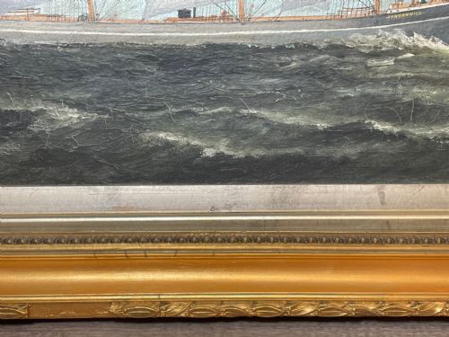 LARGE BRITISH 19TH CENTURY OIL PAINTING BARQUE SAILING SHIP JORDANHILL - ADDITIONAL PHOTO 6