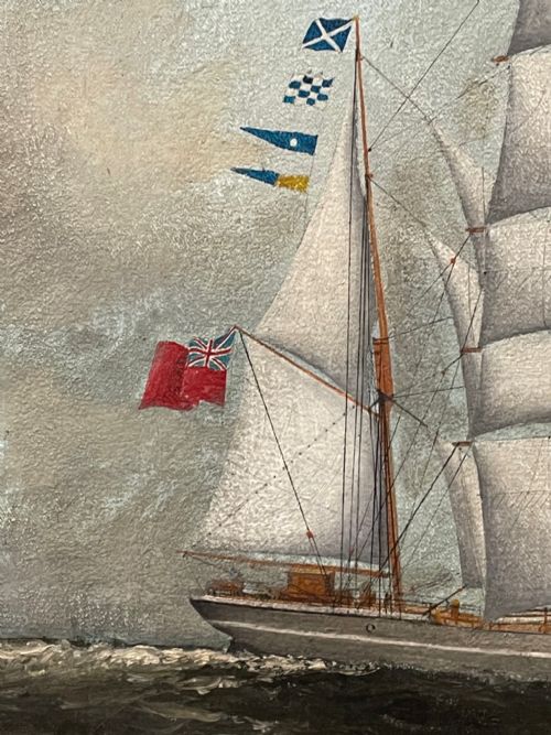 LARGE BRITISH 19TH CENTURY OIL PAINTING BARQUE SAILING SHIP JORDANHILL - ADDITIONAL PHOTO 12