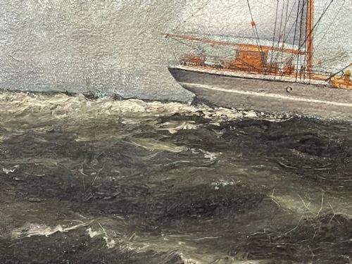 LARGE BRITISH 19TH CENTURY OIL PAINTING BARQUE SAILING SHIP JORDANHILL - ADDITIONAL PHOTO 13