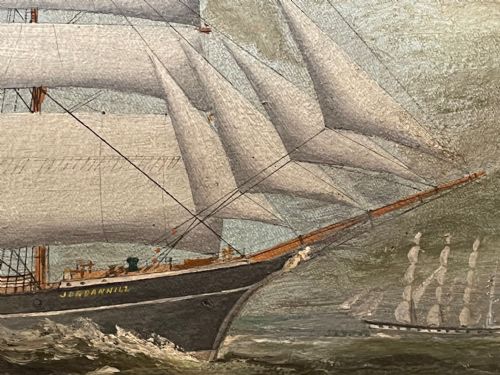 LARGE BRITISH 19TH CENTURY OIL PAINTING BARQUE SAILING SHIP JORDANHILL - ADDITIONAL PHOTO 15