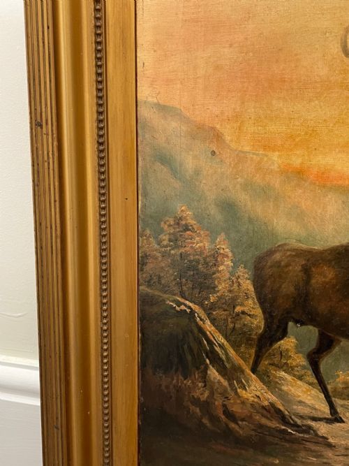 PAIR OIL PAINTINGS PORTRAIT MONARCHS OF GLEN DEER STAGS IN HIGHLANDS - ADDITIONAL PHOTO 6