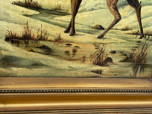 PAIR OIL PAINTINGS PORTRAIT MONARCHS OF GLEN DEER STAGS IN HIGHLANDS - ADDITIONAL PHOTO 9