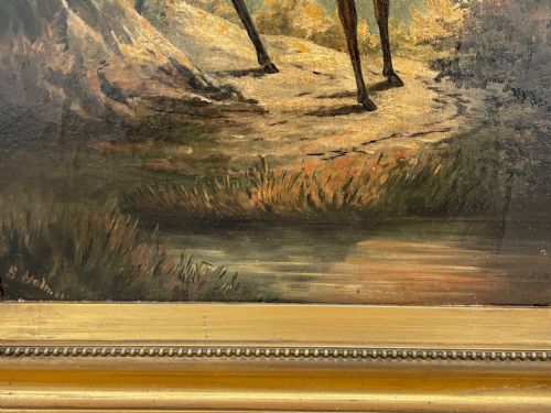 PAIR OIL PAINTINGS PORTRAIT MONARCHS OF GLEN DEER STAGS IN HIGHLANDS - ADDITIONAL PHOTO 10