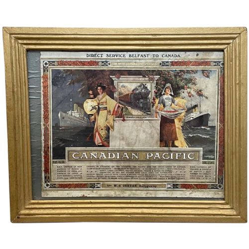 CANADIAN TRANS PACIFIC SHIPS ADVERTISING POSTER FRAMED SHOWCARD