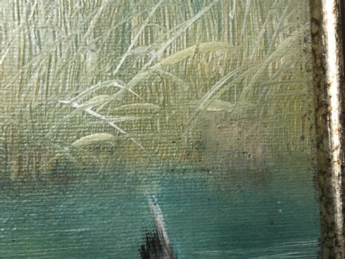 BRITISH SPORTING OIL PAINTING HUNTING DOG CARRYING DUCK PREY - ADDITIONAL PHOTO 7