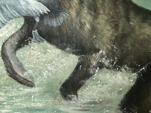 BRITISH SPORTING OIL PAINTING HUNTING DOG CARRYING DUCK PREY - ADDITIONAL PHOTO 10