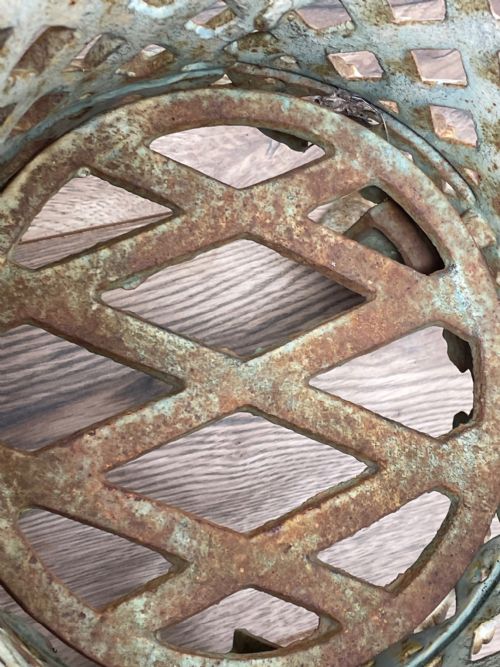 PAIR EDWARDIAN GARDEN CAST IRON LATTICE PLANTERS ON LION PAW FEET - ADDITIONAL PHOTO 10