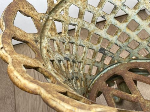PAIR EDWARDIAN GARDEN CAST IRON LATTICE PLANTERS ON LION PAW FEET - ADDITIONAL PHOTO 14