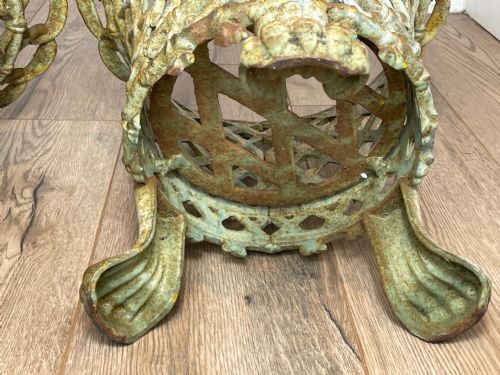 PAIR EDWARDIAN GARDEN CAST IRON LATTICE PLANTERS ON LION PAW FEET - ADDITIONAL PHOTO 26