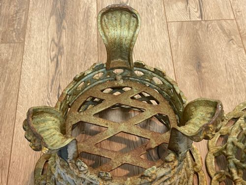 PAIR EDWARDIAN GARDEN CAST IRON LATTICE PLANTERS ON LION PAW FEET - ADDITIONAL PHOTO 29