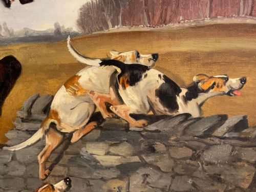 VICTORIAN OIL PAINTING TAKING A FENCE HUNTING BY JOHN ALFRED WHEELER - ADDITIONAL PHOTO 10
