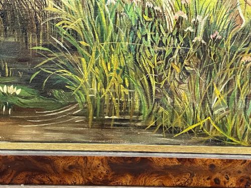 OIL PAINTING GUN POINTER DOG CARRYING DUCK HUNTER IN SCOTTISH MOORS - ADDITIONAL PHOTO 4