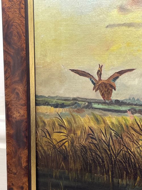 OIL PAINTING GUN POINTER DOG CARRYING DUCK HUNTER IN SCOTTISH MOORS - ADDITIONAL PHOTO 7