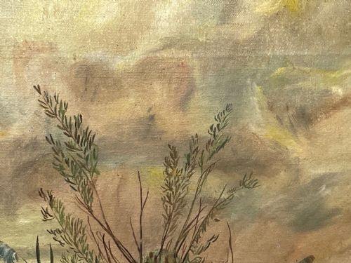 OIL PAINTING GUN POINTER DOG CARRYING DUCK HUNTER IN SCOTTISH MOORS - ADDITIONAL PHOTO 15