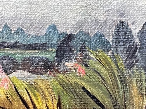 OIL PAINTING GUN POINTER DOG CARRYING DUCK HUNTER IN SCOTTISH MOORS - ADDITIONAL PHOTO 29