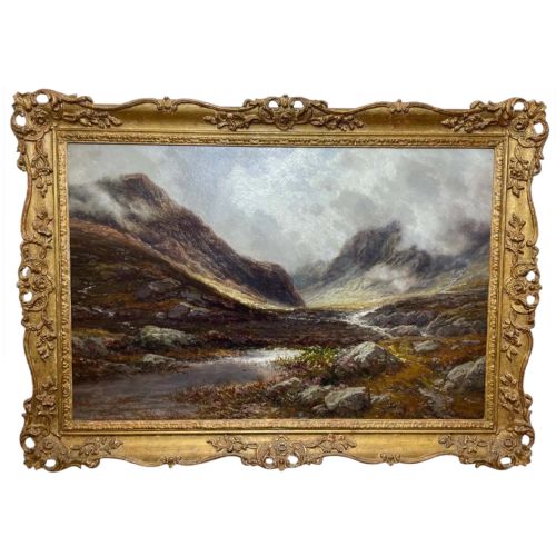 oil painting scottish highlands glencoe by edwin alfred pettitt - CATEGORY: ANTIQUE ART - DATED VICTORIAN