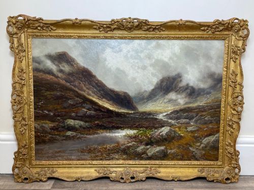 OIL PAINTING SCOTTISH HIGHLANDS GLENCOE BY EDWIN ALFRED PETTITT - ADDITIONAL PHOTO 1