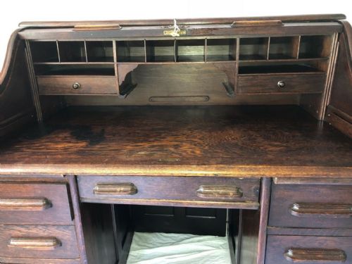 EDWARDIAN GLOBE WERNICKE OAK ROLL TOP OFFICE DESK - ADDITIONAL PHOTO 3