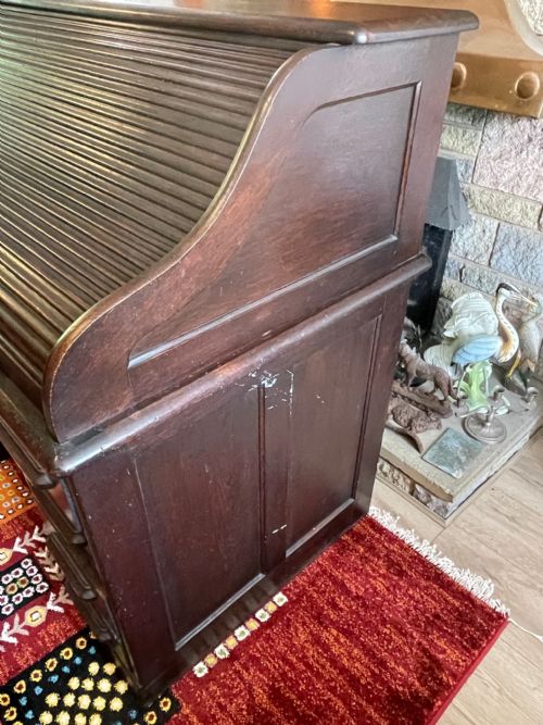 EDWARDIAN GLOBE WERNICKE OAK ROLL TOP OFFICE DESK - ADDITIONAL PHOTO 18