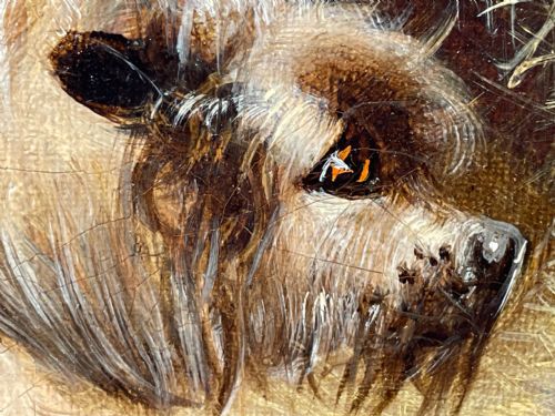 VICTORIAN OIL PAINTING 3 TERRIER DOGS A SHARP LOOKOUT BY EDWARD ARMFIELD - ADDITIONAL PHOTO 29