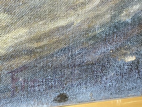 OIL PAINTING FISHING BOAT AYRSHIRE COAST AILSA CRAIG BY FRANK KIPLING - ADDITIONAL PHOTO 8