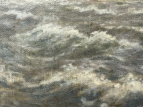 OIL PAINTING FISHING BOAT AYRSHIRE COAST AILSA CRAIG BY FRANK KIPLING - ADDITIONAL PHOTO 16
