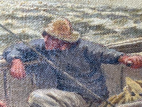 OIL PAINTING FISHING BOAT AYRSHIRE COAST AILSA CRAIG BY FRANK KIPLING - ADDITIONAL PHOTO 19