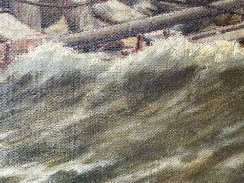 OIL PAINTING FISHING BOAT AYRSHIRE COAST AILSA CRAIG BY FRANK KIPLING - ADDITIONAL PHOTO 23