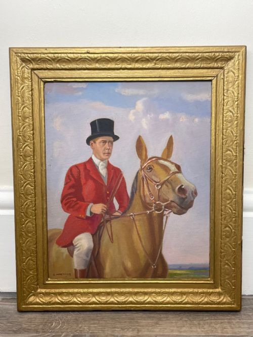 OIL PAINTING ROYALTY KING EDWARD VIII HUNTING BY GEOFFREY MORTIMER - ADDITIONAL PHOTO 1