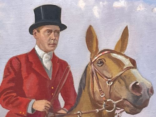 OIL PAINTING ROYALTY KING EDWARD VIII HUNTING BY GEOFFREY MORTIMER - ADDITIONAL PHOTO 10