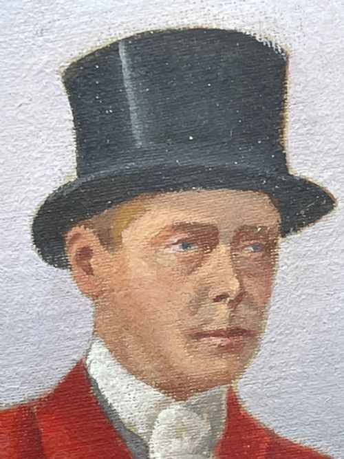 OIL PAINTING ROYALTY KING EDWARD VIII HUNTING BY GEOFFREY MORTIMER - ADDITIONAL PHOTO 11