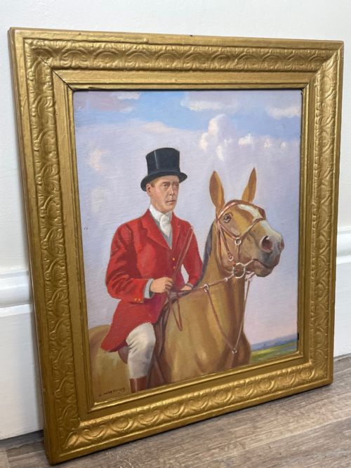 OIL PAINTING ROYALTY KING EDWARD VIII HUNTING BY GEOFFREY MORTIMER - ADDITIONAL PHOTO 25
