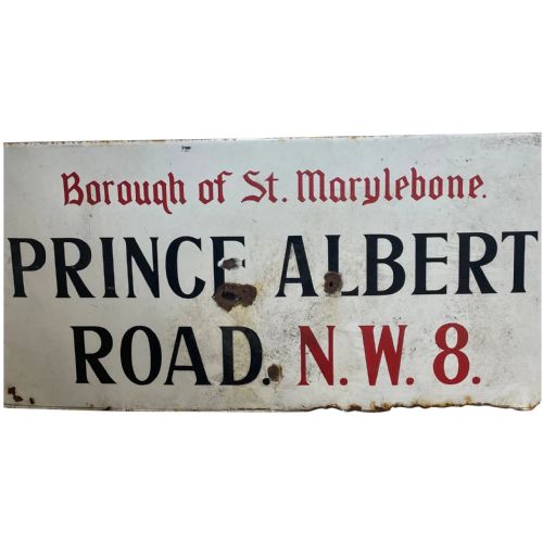 enamel london borough of st marylebone prince albert road sign nw8 - CATEGORY: ANTIQUE MISCELLANEOUS - DATED EDWARDIAN