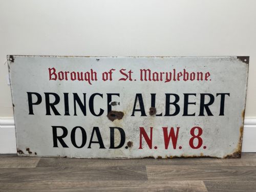 ENAMEL LONDON BOROUGH OF ST MARYLEBONE PRINCE ALBERT ROAD SIGN NW8 - ADDITIONAL PHOTO 1