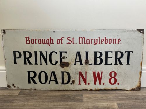 ENAMEL LONDON BOROUGH OF ST MARYLEBONE PRINCE ALBERT ROAD SIGN NW8 - ADDITIONAL PHOTO 2