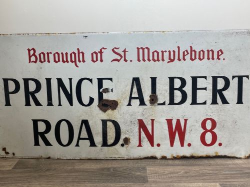 ENAMEL LONDON BOROUGH OF ST MARYLEBONE PRINCE ALBERT ROAD SIGN NW8 - ADDITIONAL PHOTO 3