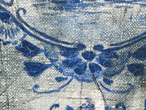OIL PAINTING IRIS FLOWERS IN DELFT VASE BY ALFRED LYNDON GRACE - ADDITIONAL PHOTO 16