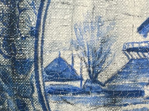 OIL PAINTING IRIS FLOWERS IN DELFT VASE BY ALFRED LYNDON GRACE - ADDITIONAL PHOTO 19