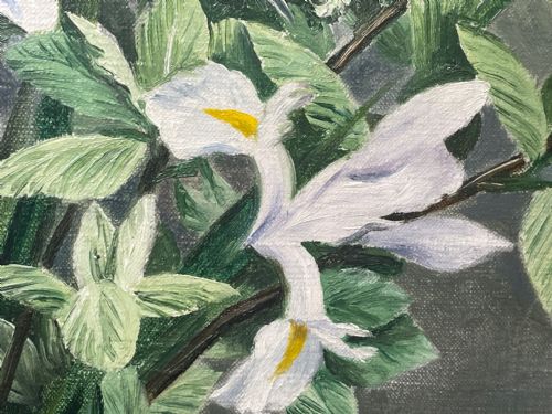 OIL PAINTING IRIS FLOWERS IN DELFT VASE BY ALFRED LYNDON GRACE - ADDITIONAL PHOTO 21
