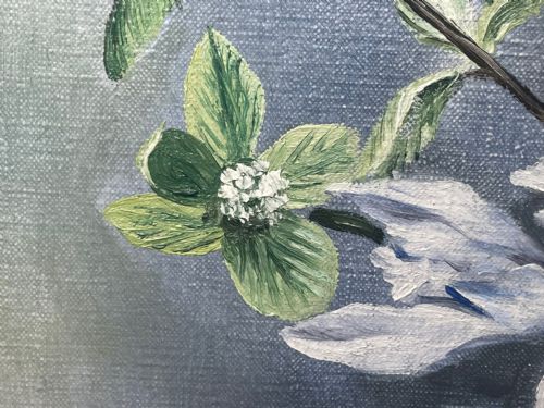 OIL PAINTING IRIS FLOWERS IN DELFT VASE BY ALFRED LYNDON GRACE - ADDITIONAL PHOTO 23