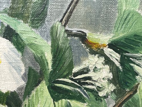 OIL PAINTING IRIS FLOWERS IN DELFT VASE BY ALFRED LYNDON GRACE - ADDITIONAL PHOTO 25