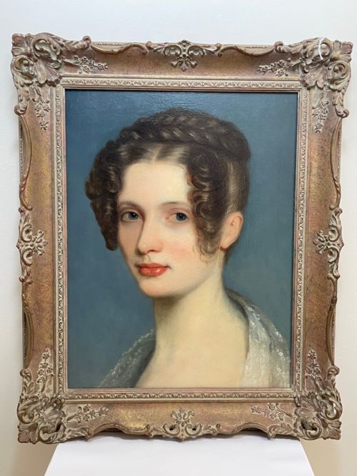 19TH CENTURY OIL PAINTING PORTRAIT YOUNG LADY FOLLOWER OF SOPHIE FRMIET - ADDITIONAL PHOTO 1